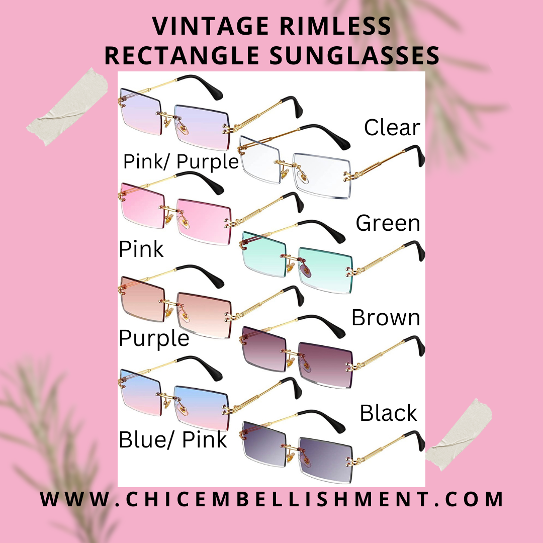 Vintage Rimless Rectangle Sunglasses