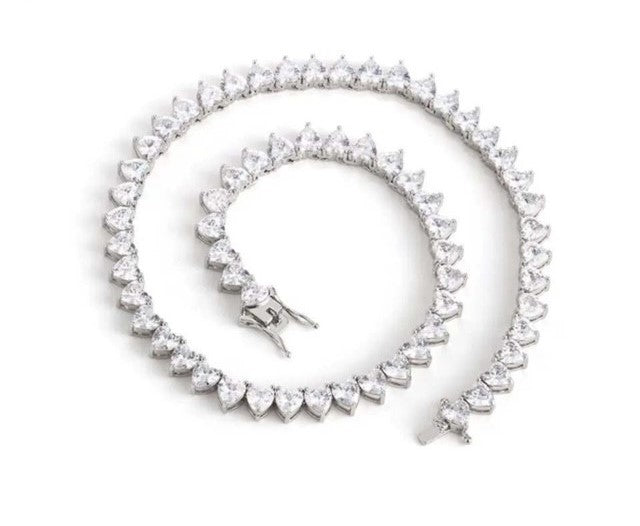 Diamond Tennis Heart Necklace