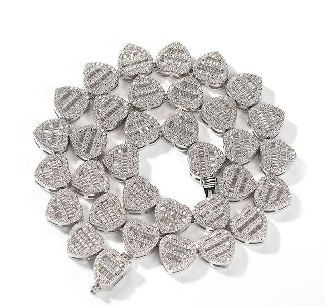 Heart on Ice Baguette Necklace