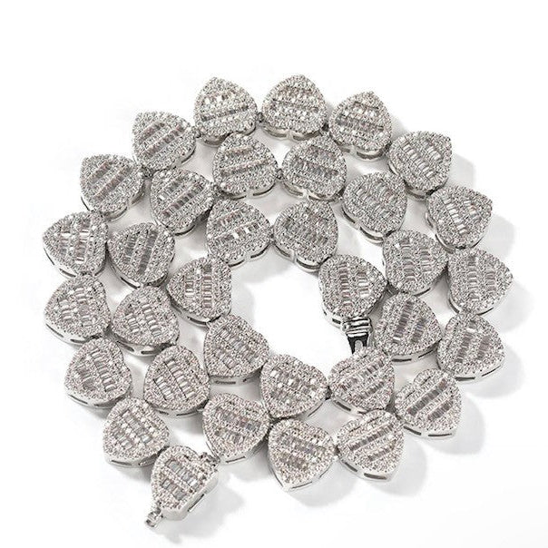 Heart on Ice Baguette Necklace