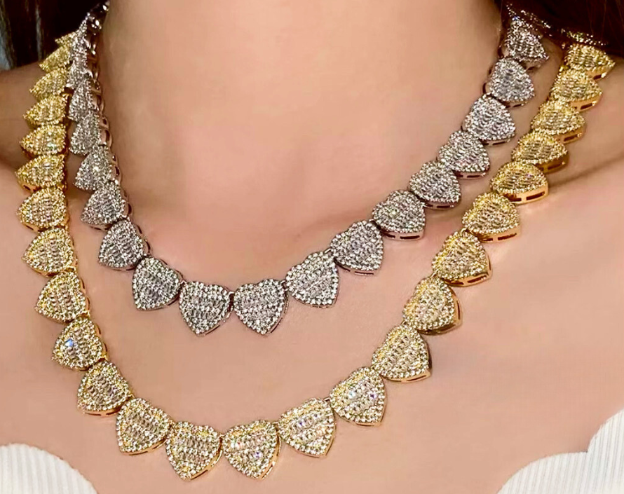 Heart on Ice Baguette Necklace