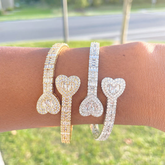 Baguette Heart Bangle
