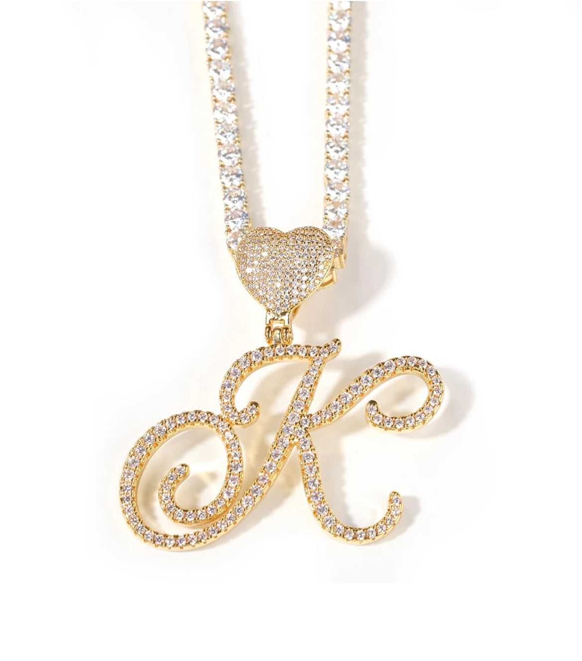 Cursive Initial Heart Necklace