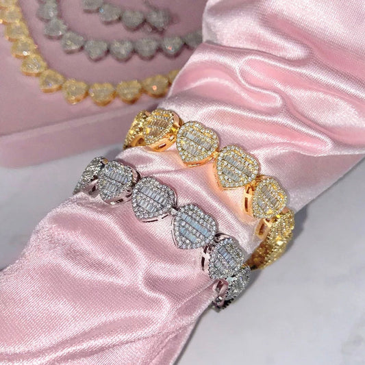 Heart On Ice Baguette Bracelet